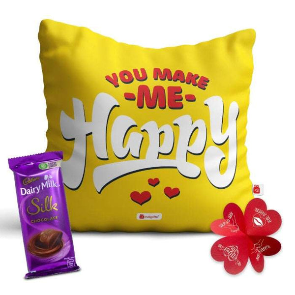 You make me happy Cushion With Cadbury Silk