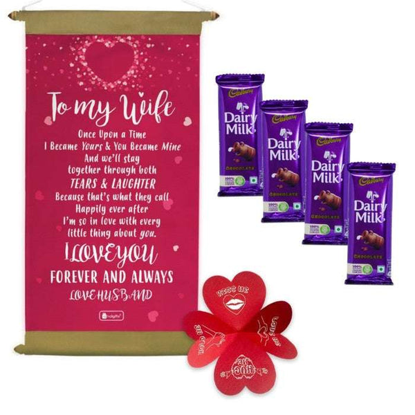 Love Scroll Card With Cadbury Chocolates Valentine's Day Gift For Wife