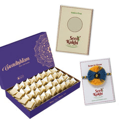 Wind Seed Rakhi Gift Hamper With Kaju Katli Mini Bites 125 gm