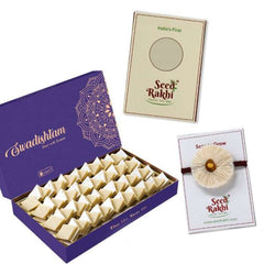 Dhavala Eco-friendly Seed Rakhi With Kaju Katli Mini Bites 125 gm