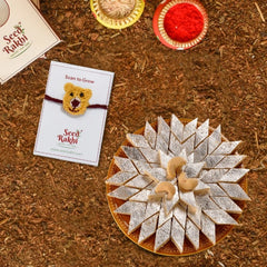 Teddy Bear Eco-friendly Seed Rakhi With Kaju Katli Mini Bites 125 gm