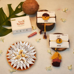 Sanyog and Saanjh Eco-friendly Seed Rakhi With Kaju Katli Mini Bites 125 gm