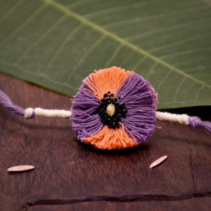 Plantable Rakhi For Brother With Kaju Katali Box (Yellow &amp; Purple)