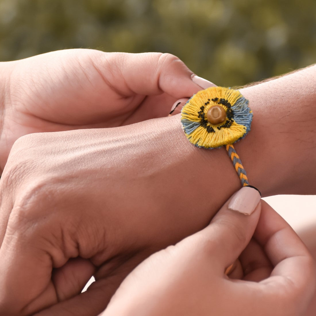 Plantable Rakhi For Brother With Kaju Katali Box (Yellow &amp; Purple)