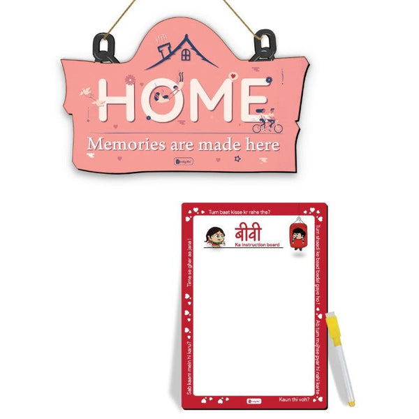 Memories Are Made Here Printed Wooden Door Wall Hanging For Valentines Gift
