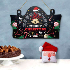 Christmas Wooden Door Wall Hanging and Revesible Santa Soft Toy