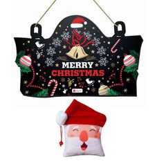 Christmas Wooden Door Wall Hanging and Revesible Santa Soft Toy