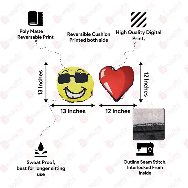 Discovering India Heart And Smile Shape Cushion
