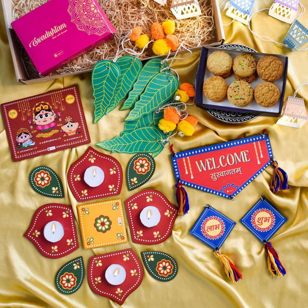 Light For Decoration, Laxmi Ganesh MDF Stand, DIY Rangoli, Banderwal, Hangings for Home and   Freshly baked cookies