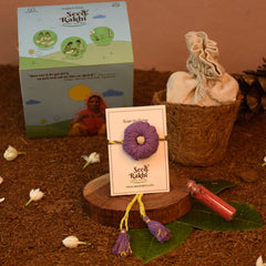 Eco-Friendly Bhindi Seeds Plantable Seed Rakhi with Planter and Roli