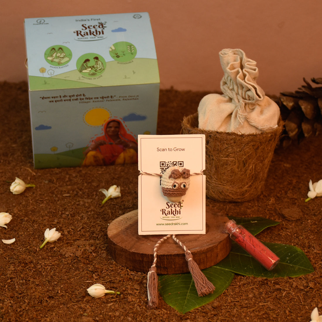 Eco-Friendly  Plantable Dog Shape Seed Rakhi with Planter with Roli