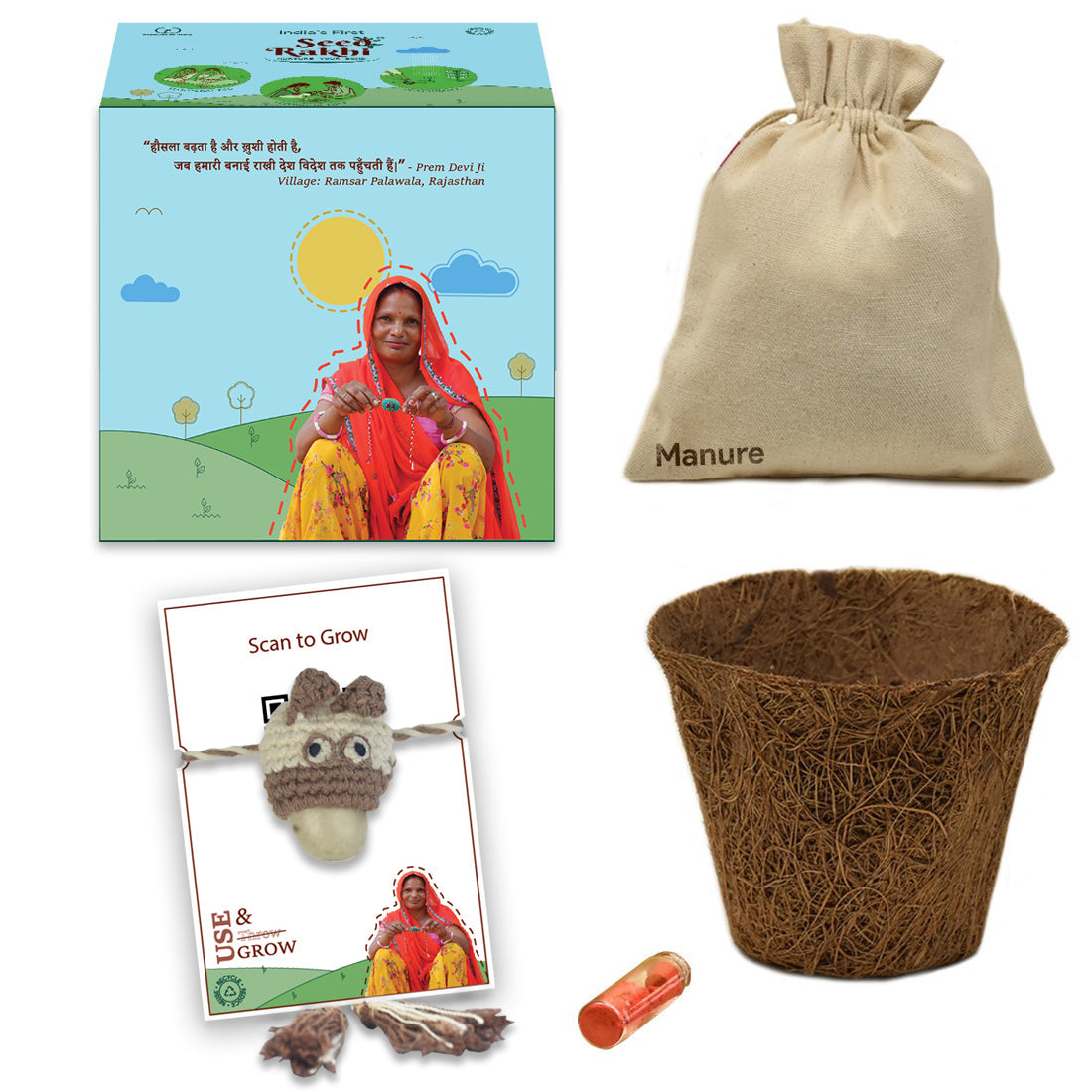 Eco-Friendly  Plantable Dog Shape Seed Rakhi with Planter with Roli