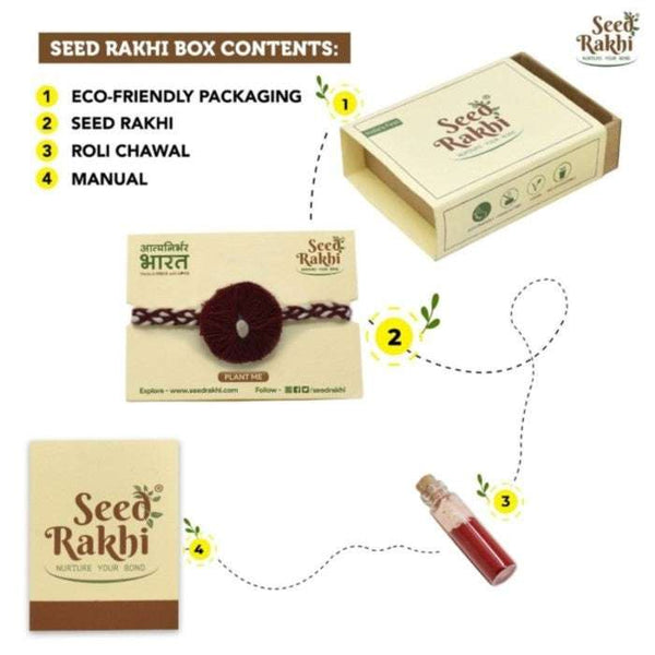 Red Plantable Seed Rakhi with Eco-Friendly Packaging (Seed: Cotton)