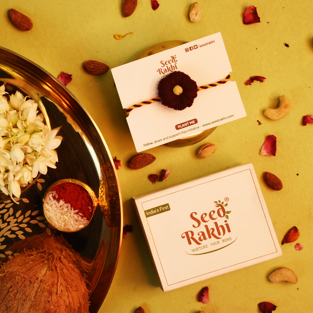 Eco-Friendly Bhindi Seeds Plantable Seed Rakhi with Roli