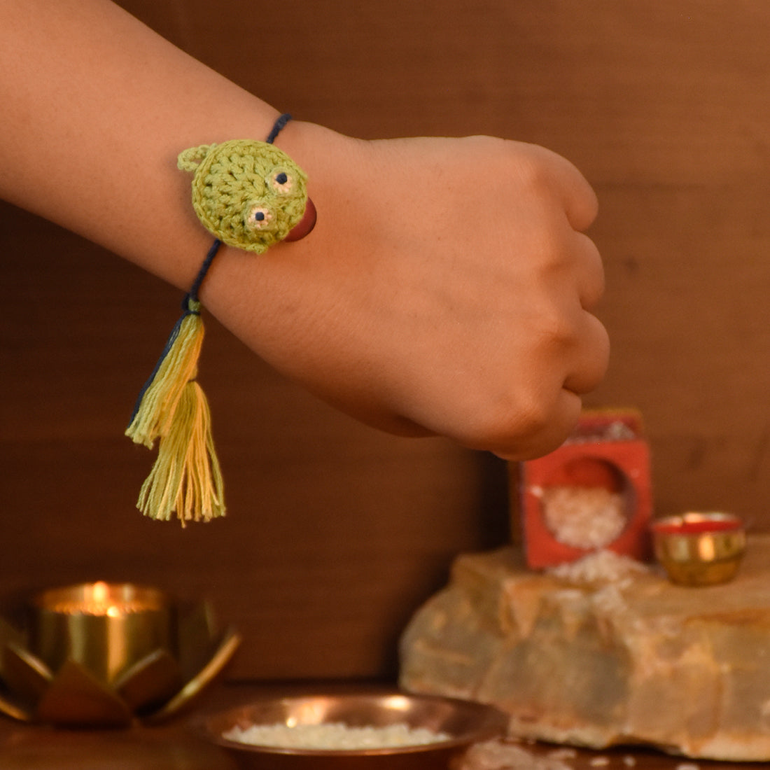 Eco-Friendly Plantable Frog Shape Seed Rakhi With Roli