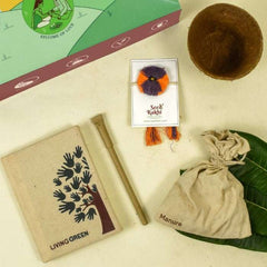 Jodhpuri Seed Rakhi Planter and Notepad Gift Hamper