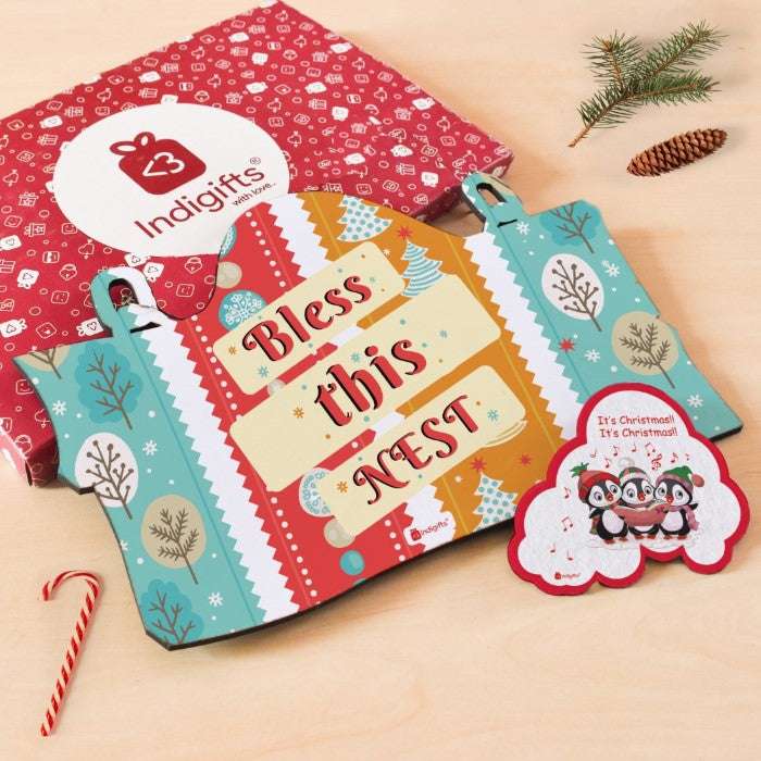 Bless this Nest Christmas Wall Hanging Board with Fridge Magnets Duo