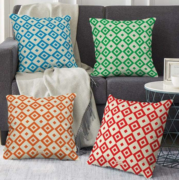Multi-Colored Abstract Printed Cushion Cover Set of 4