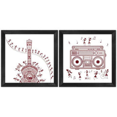 Ethnic Design Music Printed Set of 2 Poster Frames