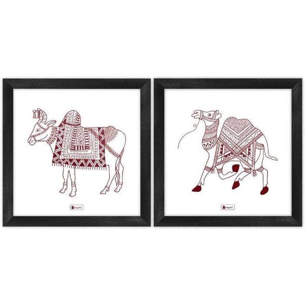 Ethnic Themed Animal Printed Set of 2 Poster Frames