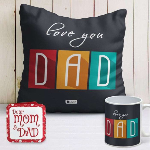 Love You Dad Printed Cushion &amp; Coffee Mug for Dad
