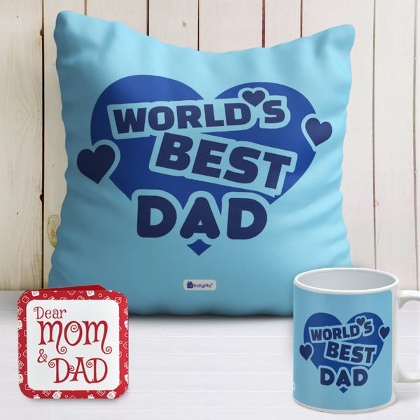 World's Best Dad Cushion &amp; Mug Combo (Blue)