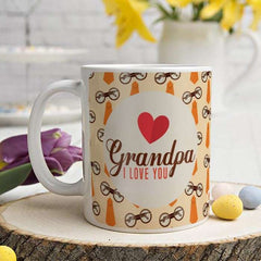 Grandpa I Love You Printed Cushion and Mug Combo (Orange )