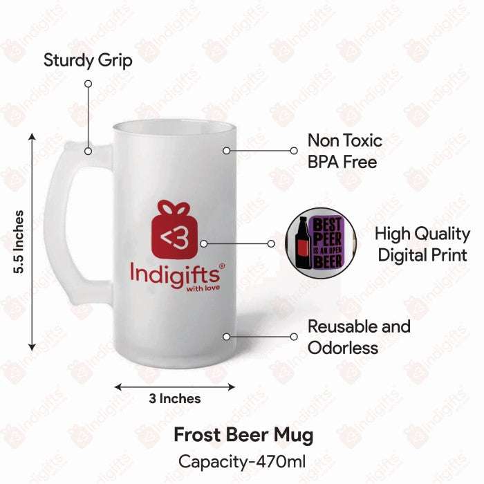 Beer Mug For Friendship Day Gift for Best Friend Printed Beer Mug 470 ml