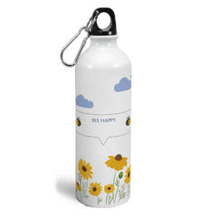 Indigifts Be Happy Printed Aluminum Water Bottle (750ml): Customized Design for Office, Kids, and Gym Use