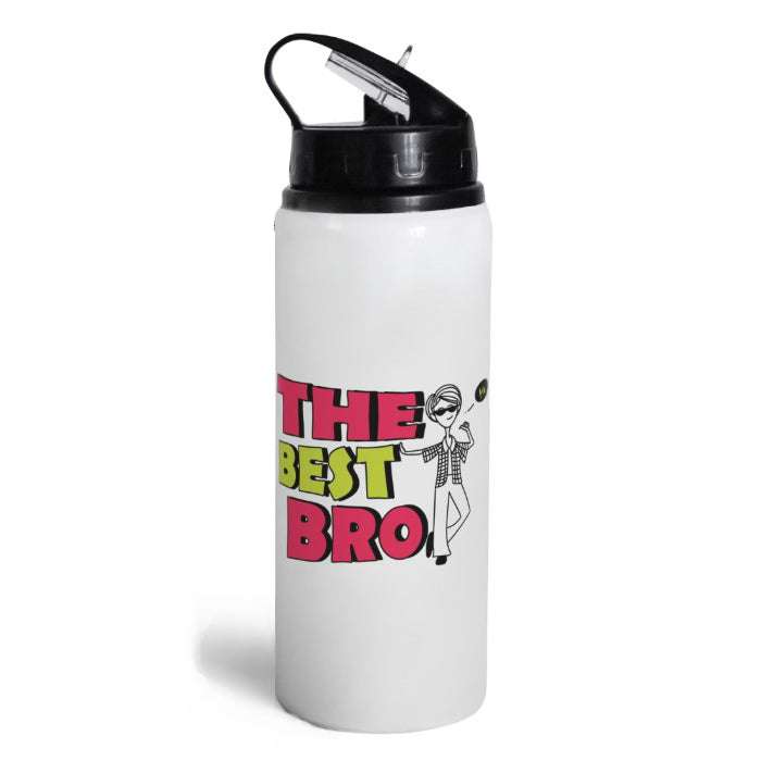 Indigifts The Best Bro Printed Customised Aluminium Sipper Water Bottle (750ML) For Brother, Rakshabandhan Gift For Brothers