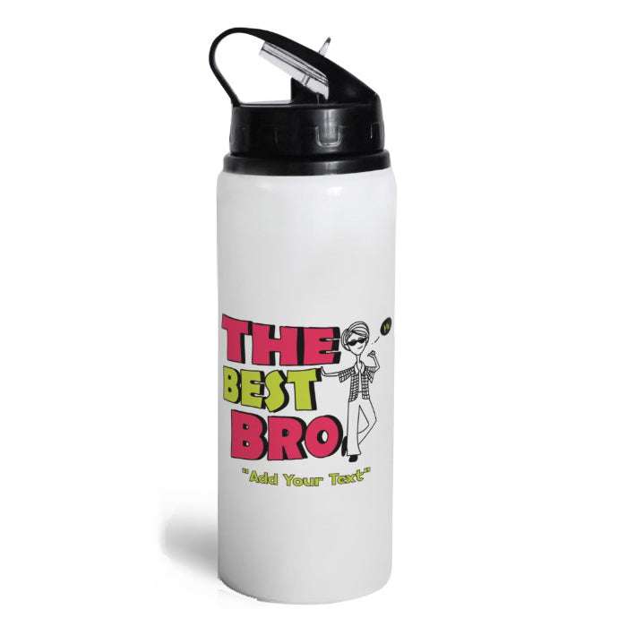 Indigifts The Best Bro Printed Customised Aluminium Sipper Water Bottle (750ML) For Brother, Rakshabandhan Gift For Brothers