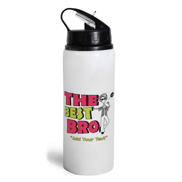 Indigifts The Best Bro Printed Customised Aluminium Sipper Water Bottle (750ML) For Brother, Rakshabandhan Gift For Brothers