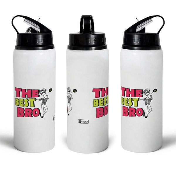 Indigifts The Best Bro Printed Customised Aluminium Sipper Water Bottle (750ML) For Brother, Rakshabandhan Gift For Brothers