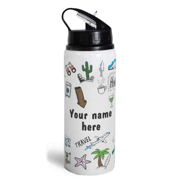 Indigifts Doodle Art Printed Customized Aluminium Sipper (750ml): Love-themed Bottle for Office and Valentines