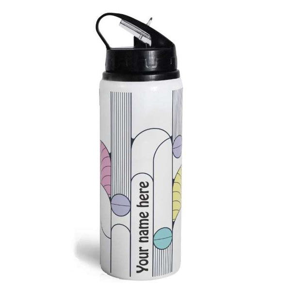 Indigifts Geometric Printed Customized Aluminium Sipper (750ml): Love-themed Bottle for Office and Valentines