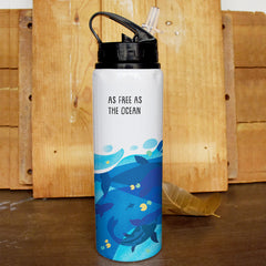 Personalised Sipper Water Bottle with Rowing Boat Illustration - Customize Bottle with your Name