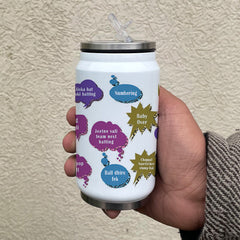 Insulated Steel Sipper Can With Lid And Straw - 350 ML