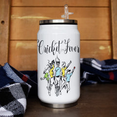 Cricket Fever Personalised Sipper Can With Lid And Straw - 350 ML