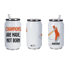 Champions Are Not Born Personalised Sipper Can With Lid And Straw -350 ML