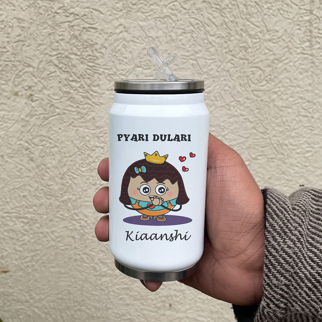 Pyari Dulari Printed Customized  Steel Sipper Can 350 Ml