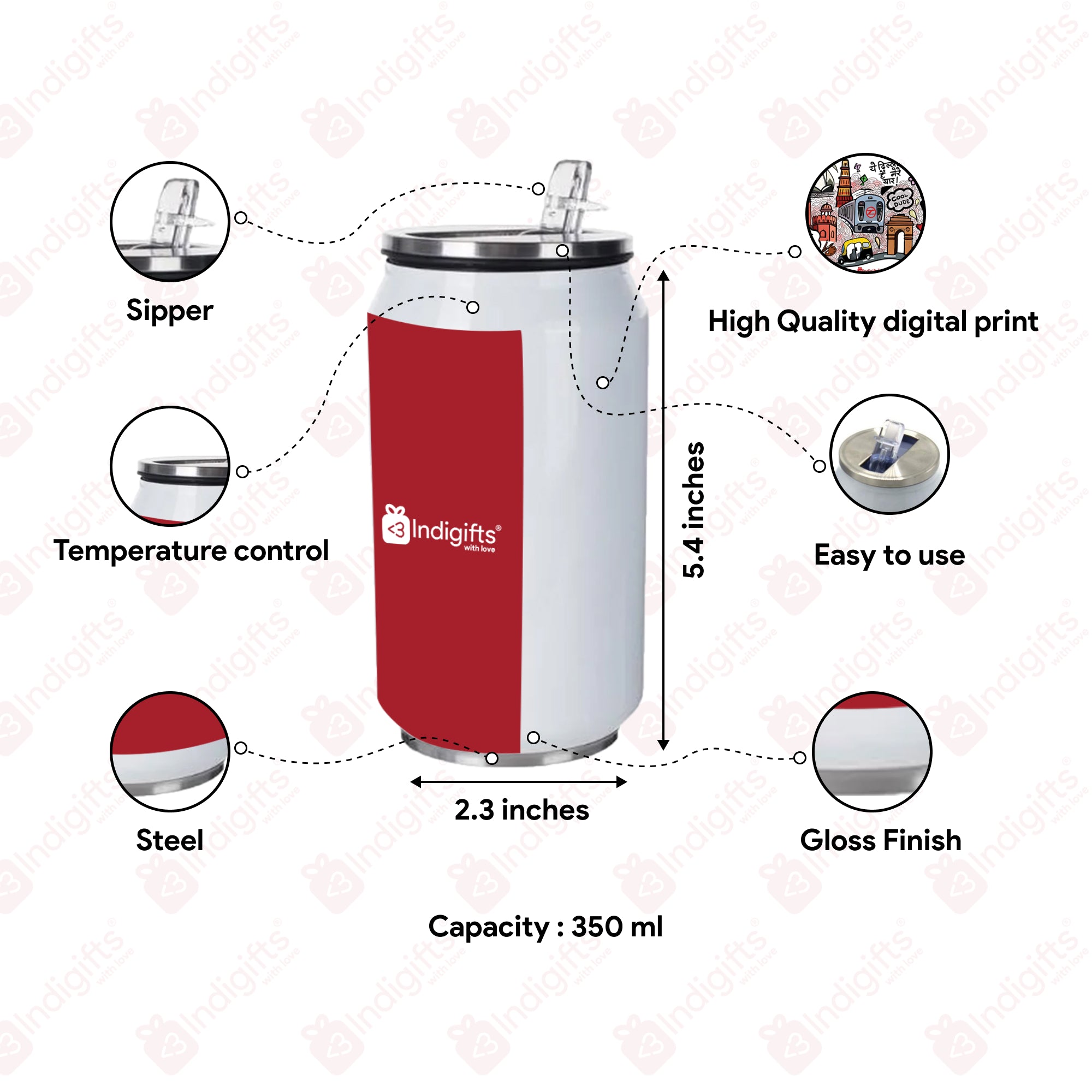 Pyari Dulari Printed Customized  Steel Sipper Can 350 Ml