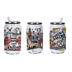 Delhi - Doodle art steel sipper can - Discovering India