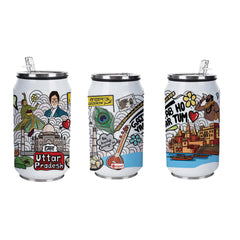 Uttar Pradesh doodle art steel sipper can - Discovering India