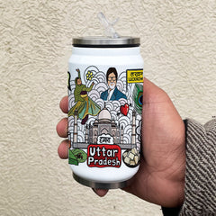 Uttar Pradesh doodle art steel sipper can - Discovering India