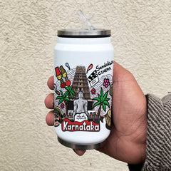 Karnataka doodle art steel sipper can - Discovering India