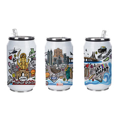 Maharashtra doodle art steel sipper can - Discovering India