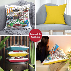 Himachal Pradesh  - Doodle Art Reversible Zipper Cushion with Filler - Discovering India