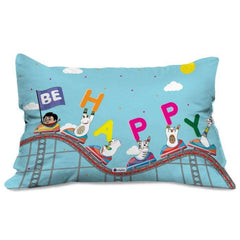 Jungle-Jalebi Be Happy Kids Rectangle Pillow Cover, Blue