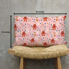 Indigifts Half-N-Half Collection Happy Bear Printed Kids Rectangle Pillow Cover