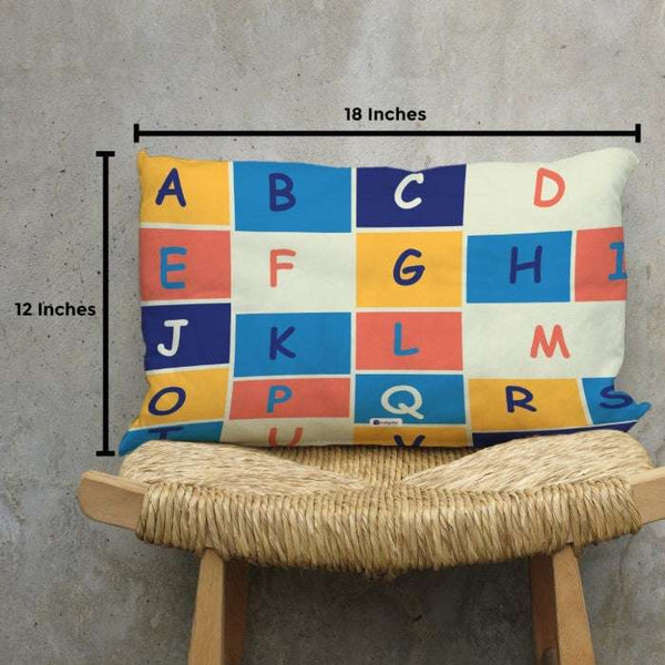 Indigifts Half-N-Half Collection Alphabates Letter Text Printed Kids Rectangle Pillow Cover